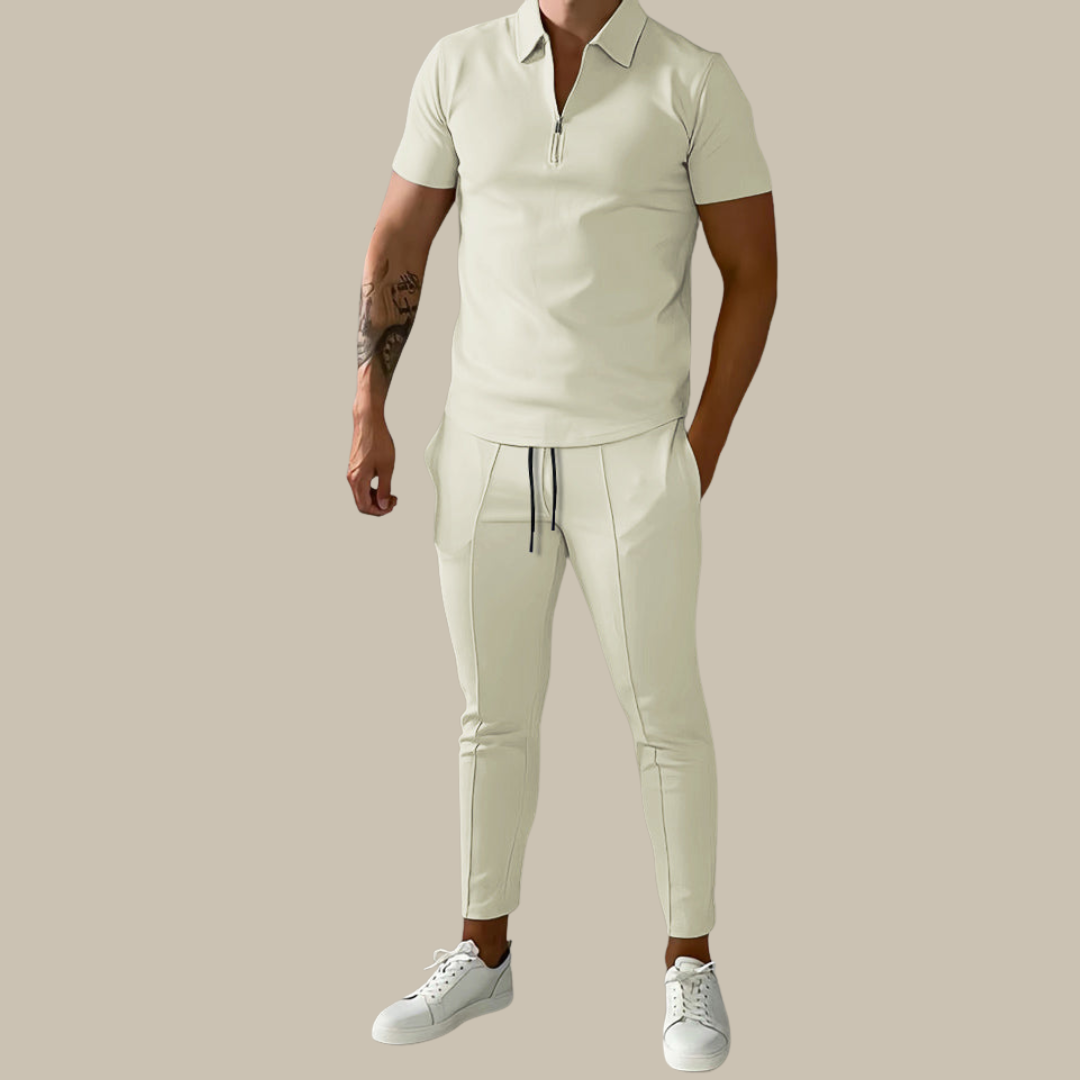 2-piece men's set with polo shirt and pants