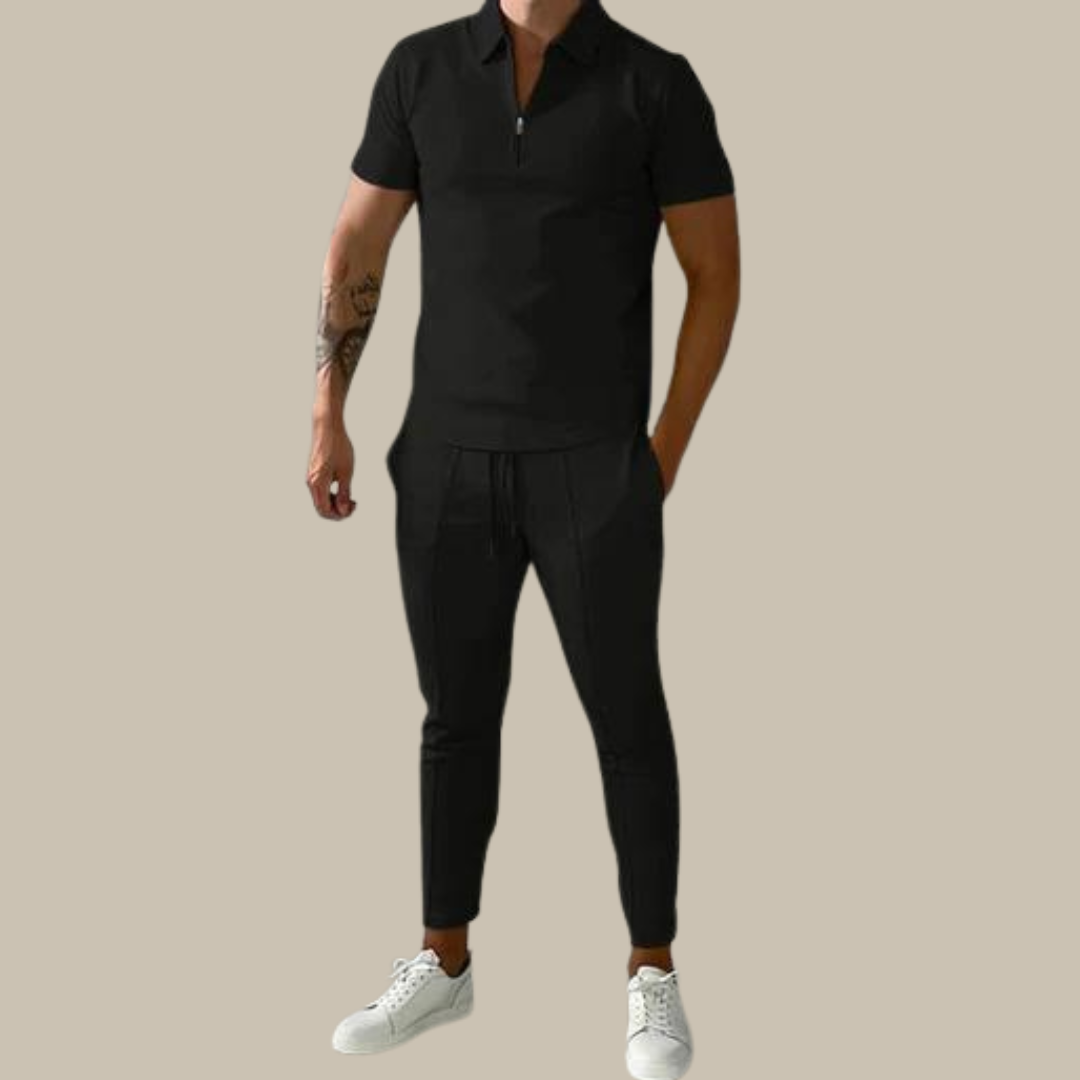 2-piece men's set with polo shirt and pants