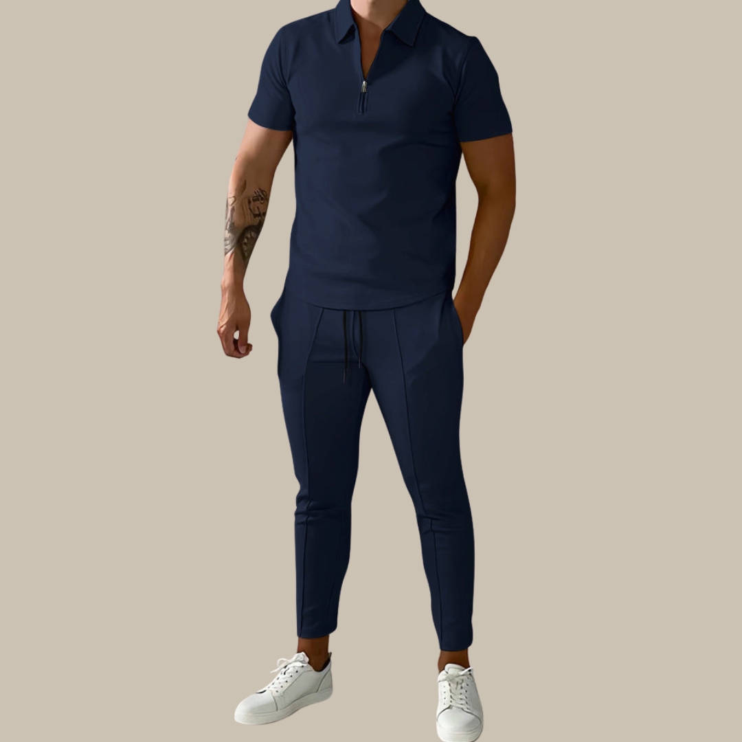 2-piece men's set with polo shirt and pants