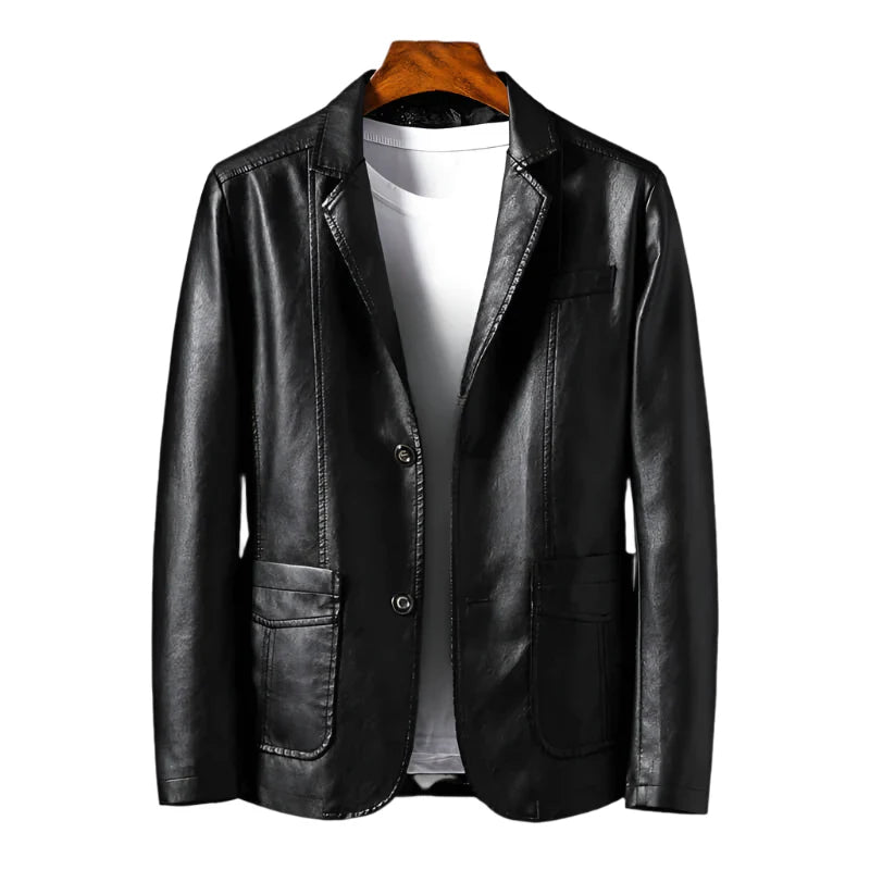 Classic Leather Jacket for Men with side pockets