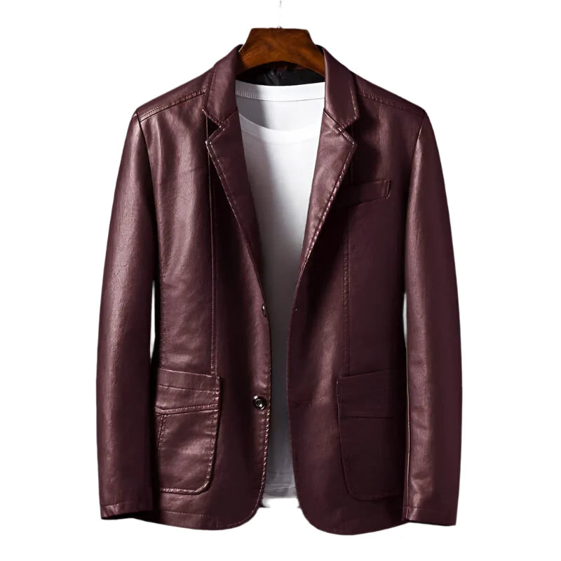 Classic Leather Jacket for Men with side pockets