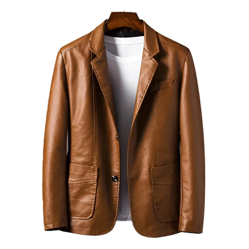 Classic Leather Jacket for Men with side pockets