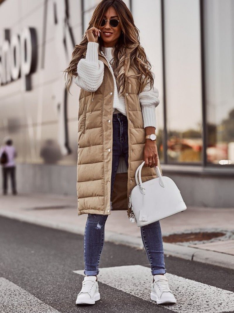 Women's Retro Style Long Puffer Vest