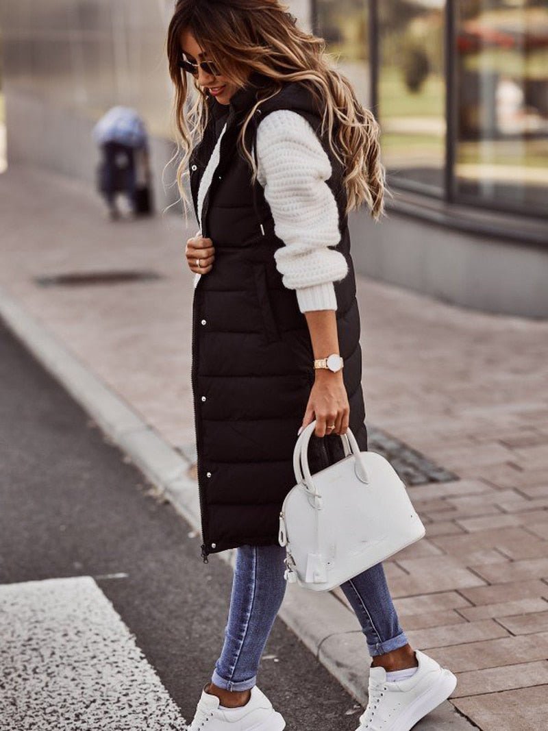 Women's Retro Style Long Puffer Vest