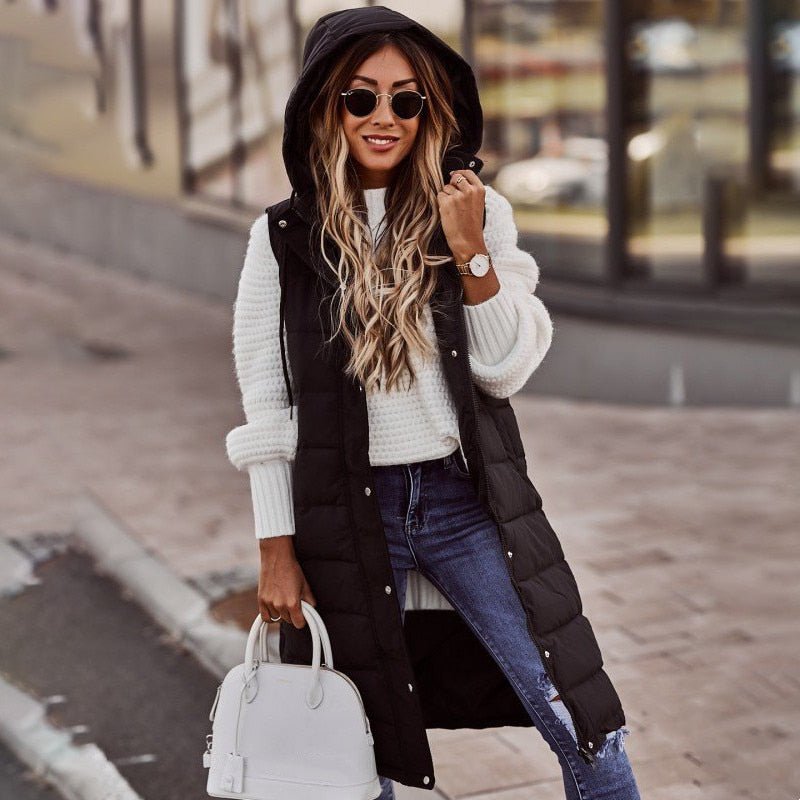 Women's Retro Style Long Puffer Vest