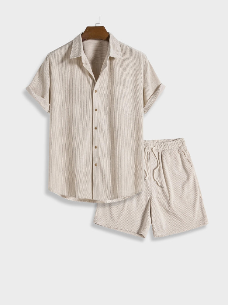 Button Up Corduroy Summer Set for Men