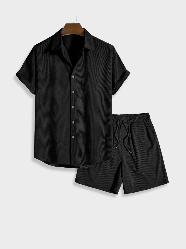 Button Up Corduroy Summer Set for Men