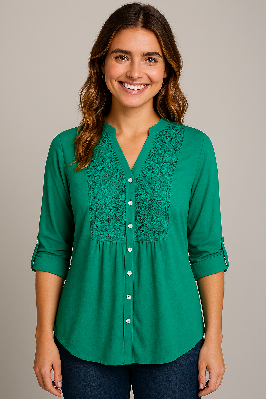 Women's Long blouse with puff sleeves