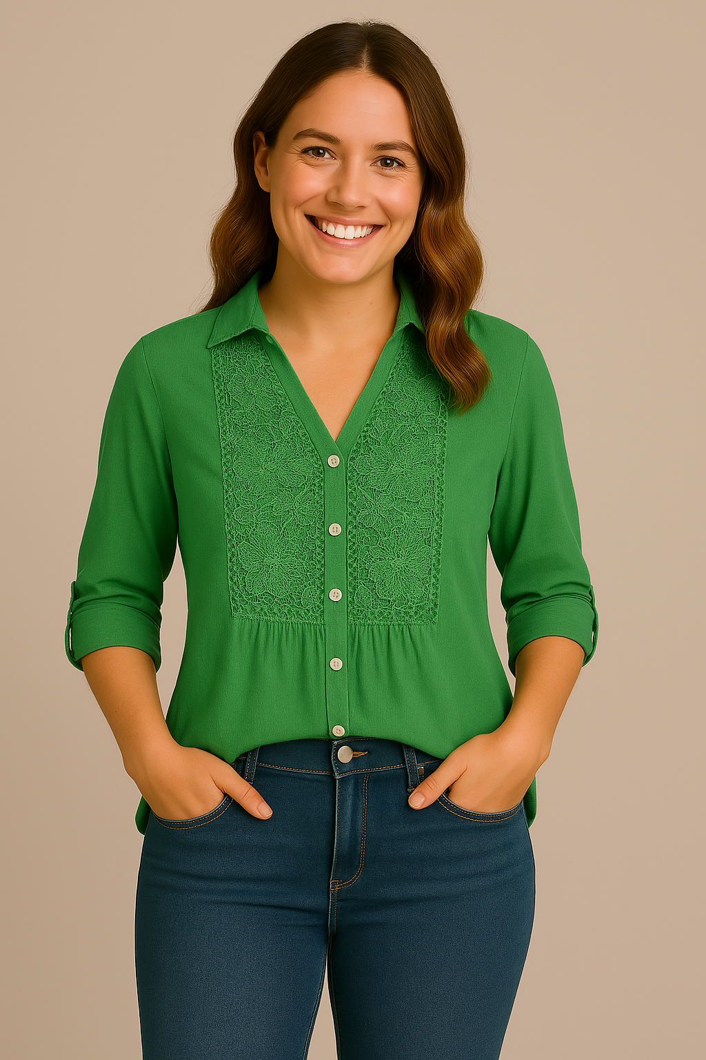 Women's Long blouse with puff sleeves