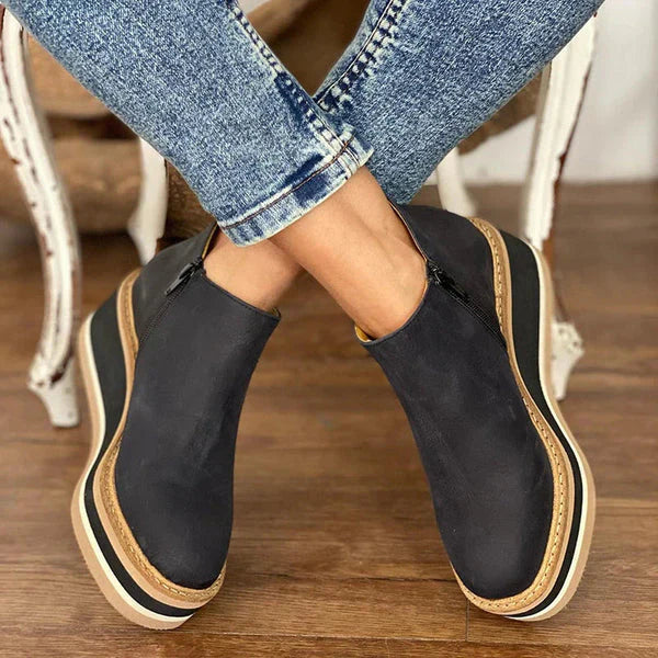 Women's Low Ankle Boots – Comfortable Everyday Boots with Side Zipper