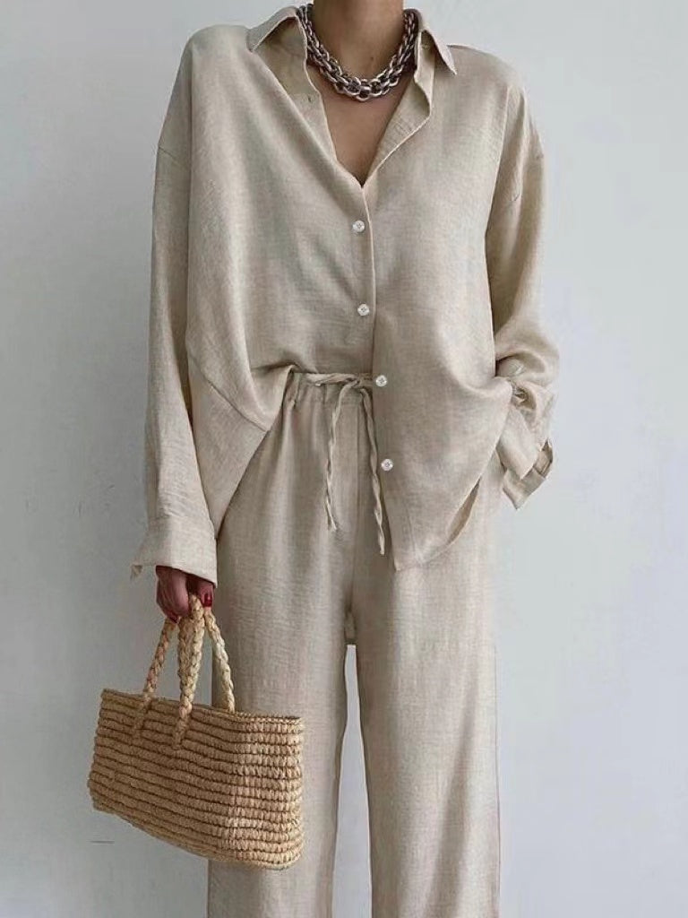 Women's Set with Blouse and Wide-Leg Trousers